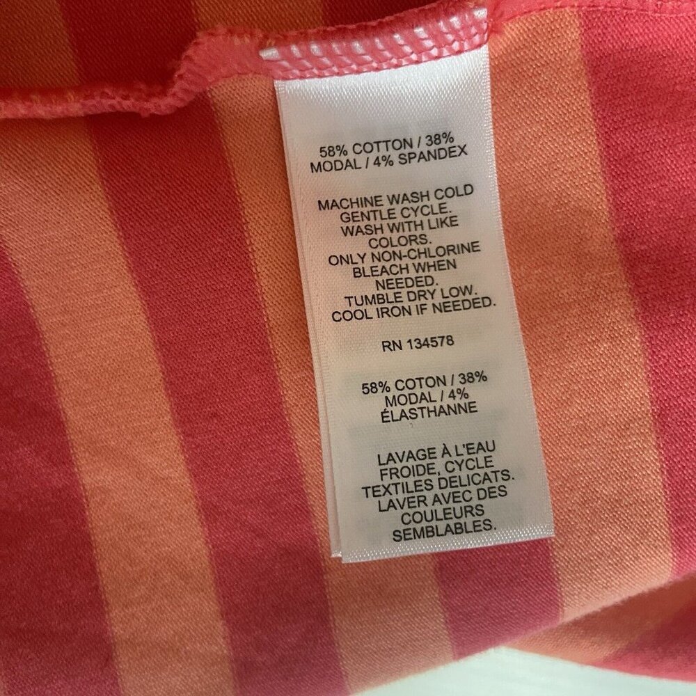 Vineyard Vines 3/4 Sleeve Shirt Pink Orange Stripes Resortwear Women’s M Preppy - Picture 7 of 10
